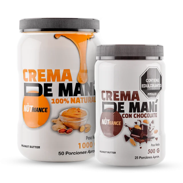 Energía Doble Crema de Maní natural 1000 gramos Crema de Maní chocolate 500 gramos Nutrición Proteínas Deportiva