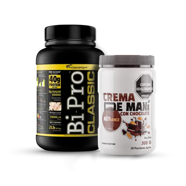 BIPRO 2 LBRS VAINILLA CON CREMA DE MANI CHOCOLATE DE 500 GRAMOS Nutrición Proteínas Deportiva