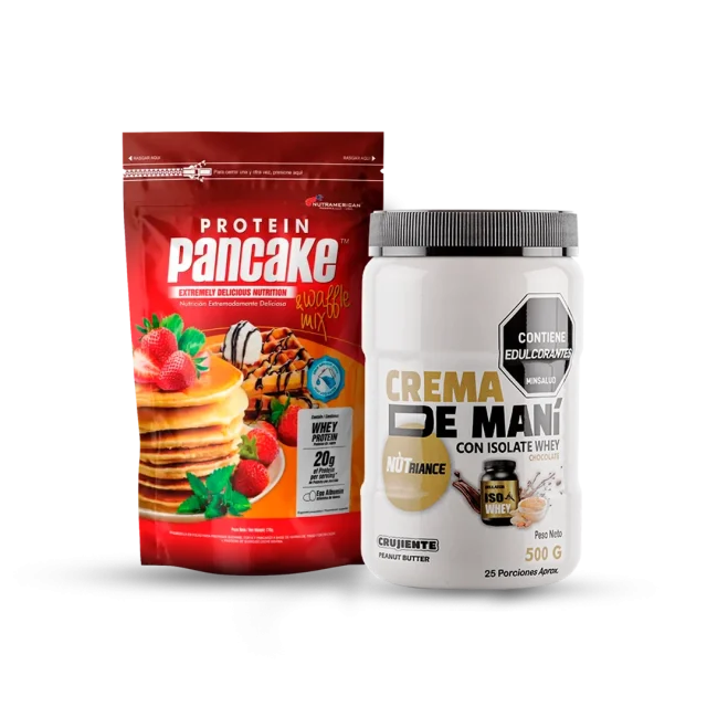 PROTEIN PANCAKE Y WAFFLE CON CREMA DE MANI ISO 500 GRAMOS Nutrición Proteínas Deportiva