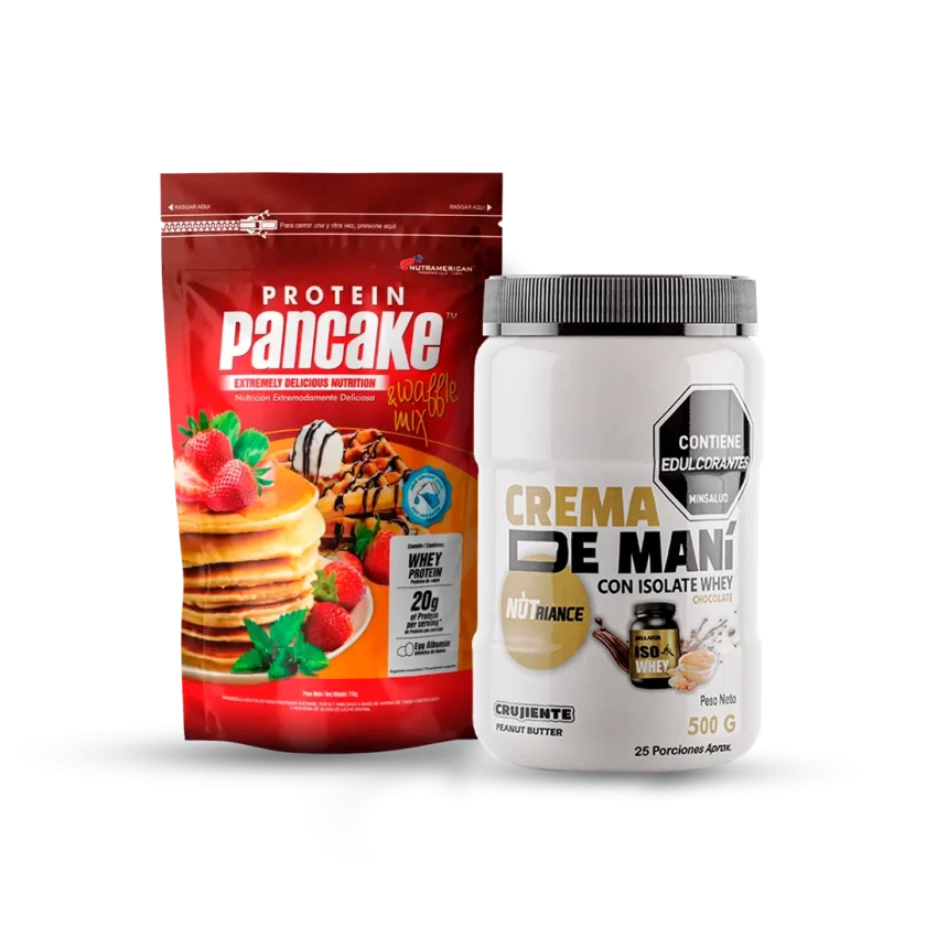 PROTEIN PANCAKE Y WAFFLE CON CREMA DE MANI ISO 500 GRAMOS Nutrición Proteínas Deportiva