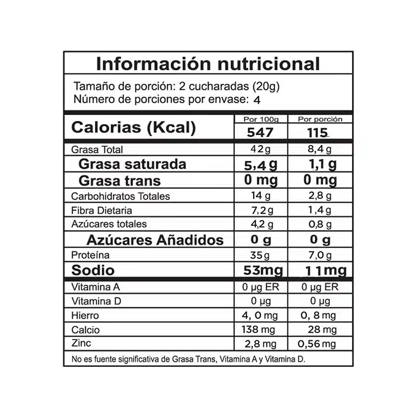 Tabla nutricional sachet isolate 80 gr Nutrición Proteínas Deportiva